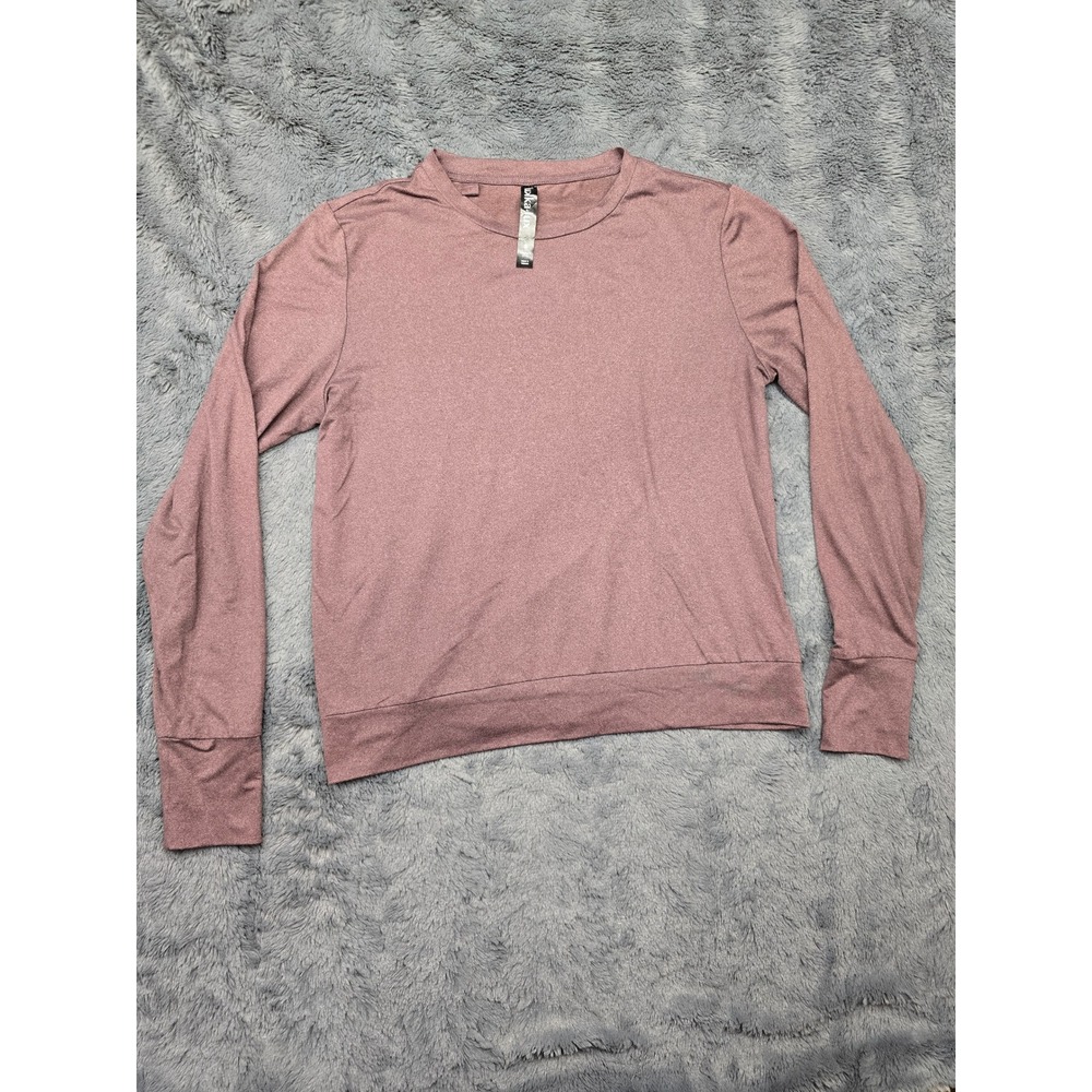 Lulka Lux Womens Mauve Heathered Long Sleeve Crewneck Pullover Top Size S